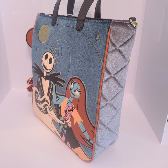 Disney Loungefly Nightmare Before Christmas Jack & Sally Tote Bag - Picture 3 of 11